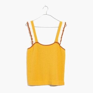 Madewell Colorblock Crocheted Ruffle-Strap Sweater Tank